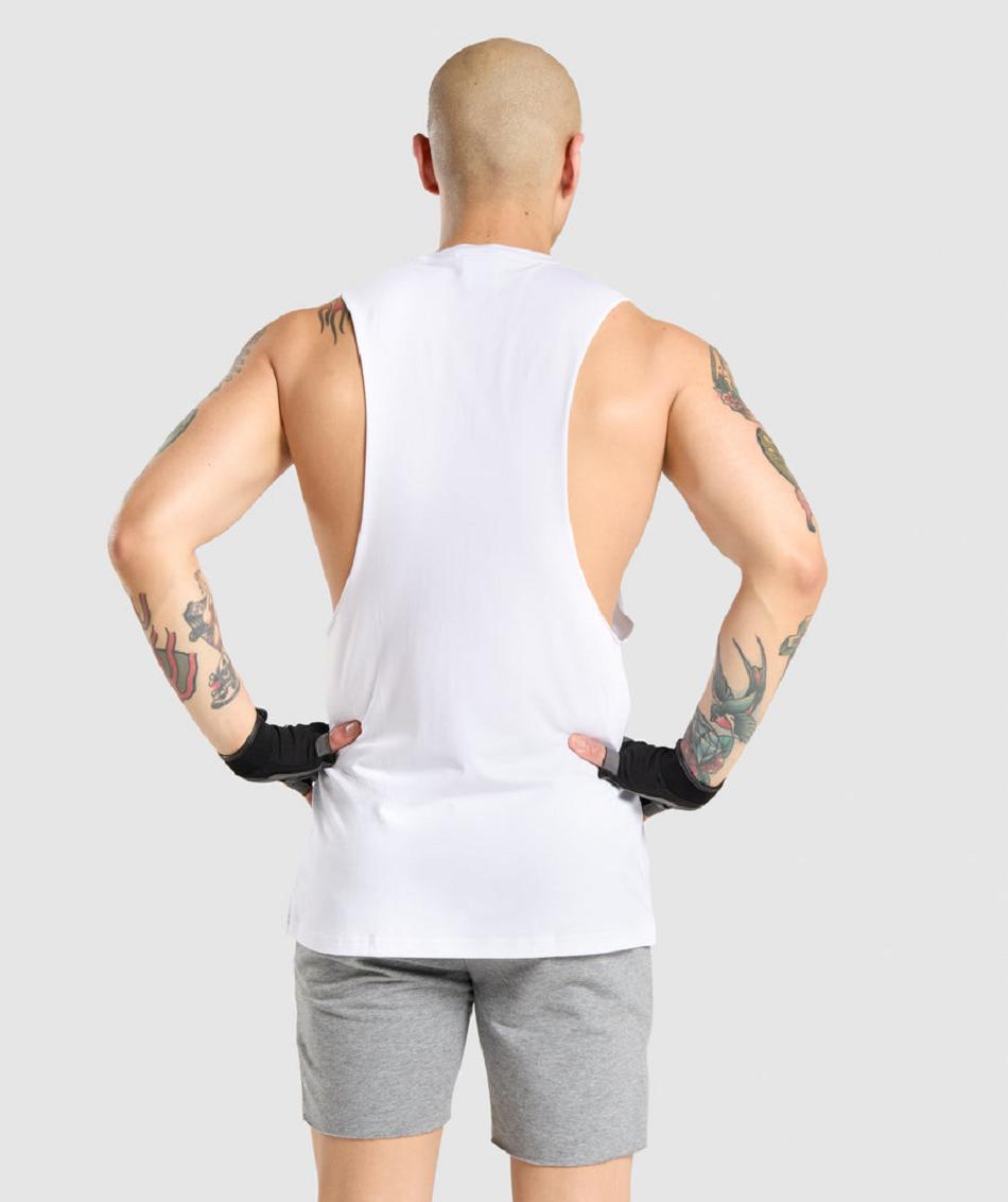 Camiseta Tirantes Gymshark Critical Drop Arm Hombre Blancas | CO 3224MQZ